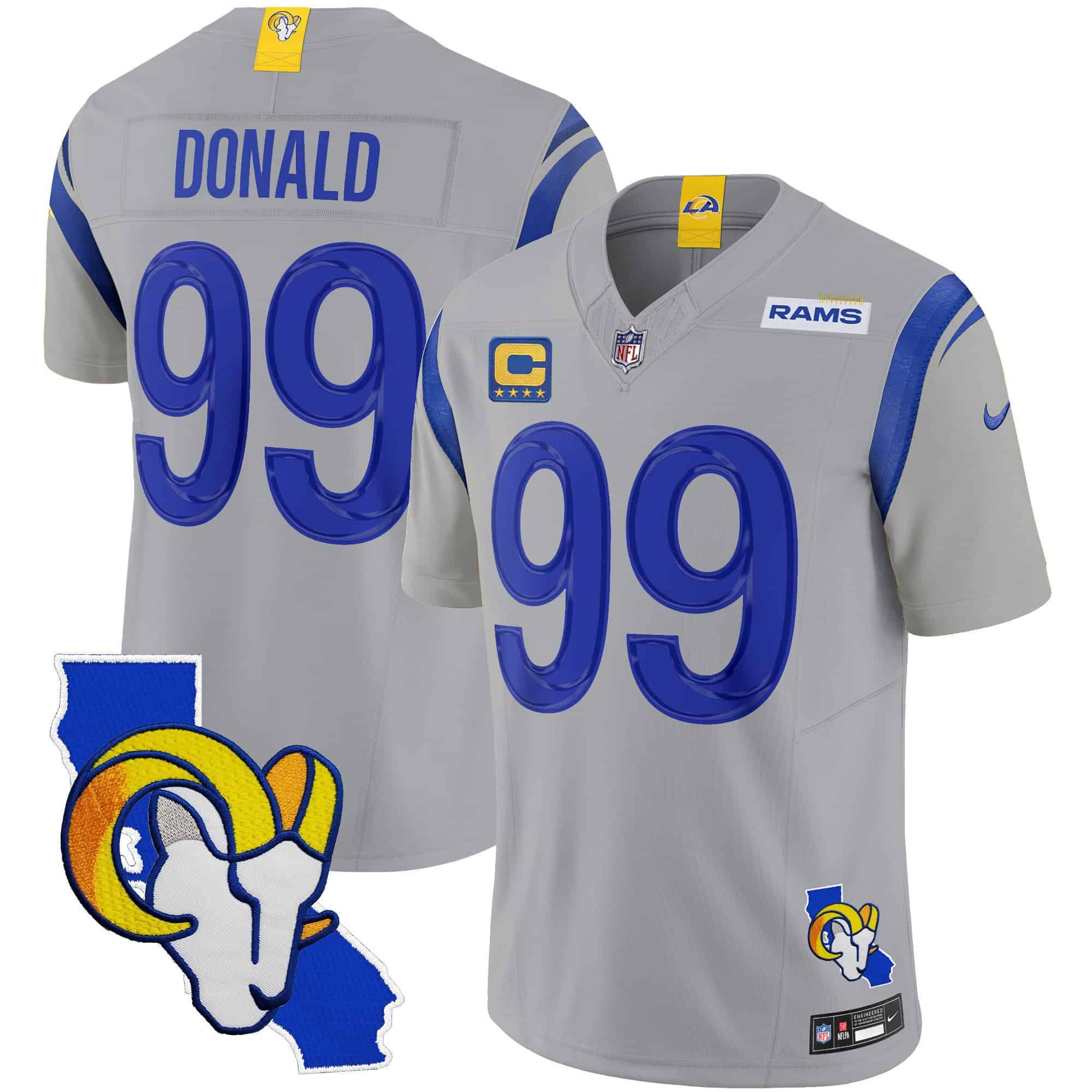 Men Los Angeles Rams #99 Donald Grey 2024 Nike California Patch Vapor Limited NFL Jersey style 1->indianapolis colts->NFL Jersey